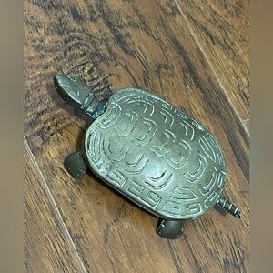 Vintage Brass Turtle Stash Box, Good Luck Tortoise Box jewelry boxTrinket Holder